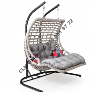 CLK Garden Rattan Bodrum Double Beyaz Bahçe Balkon Teras Salıncakları İki Kişilik