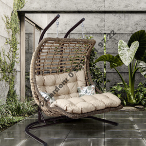 CLK Garden Rattan Bodrum Double Açık Kahverengi Bahçe Balkon Teras Salıncakları İki Kişilik