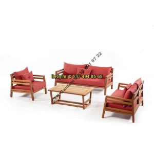 CLK Garden Albero Ahşap Iroko Teak Bahçe Oturma Takımı 3+2+1+1+OS